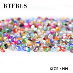 BTFBES AAA Double Bicone Austrian Crystals Beads 4mm 100psc Loose Bead Glass Ball Supply Bracelet Jewelry Making Accessories DIY