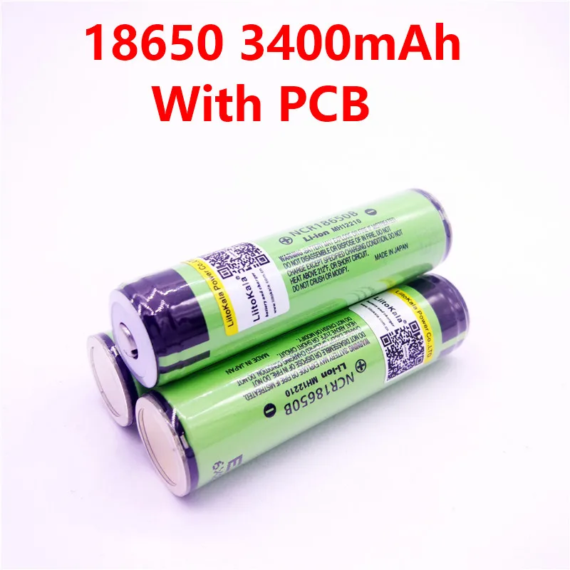 LiitoKala chronione 100% oryginalny akumulator NCR18650B 18650 3400mah z płytką 3.7V