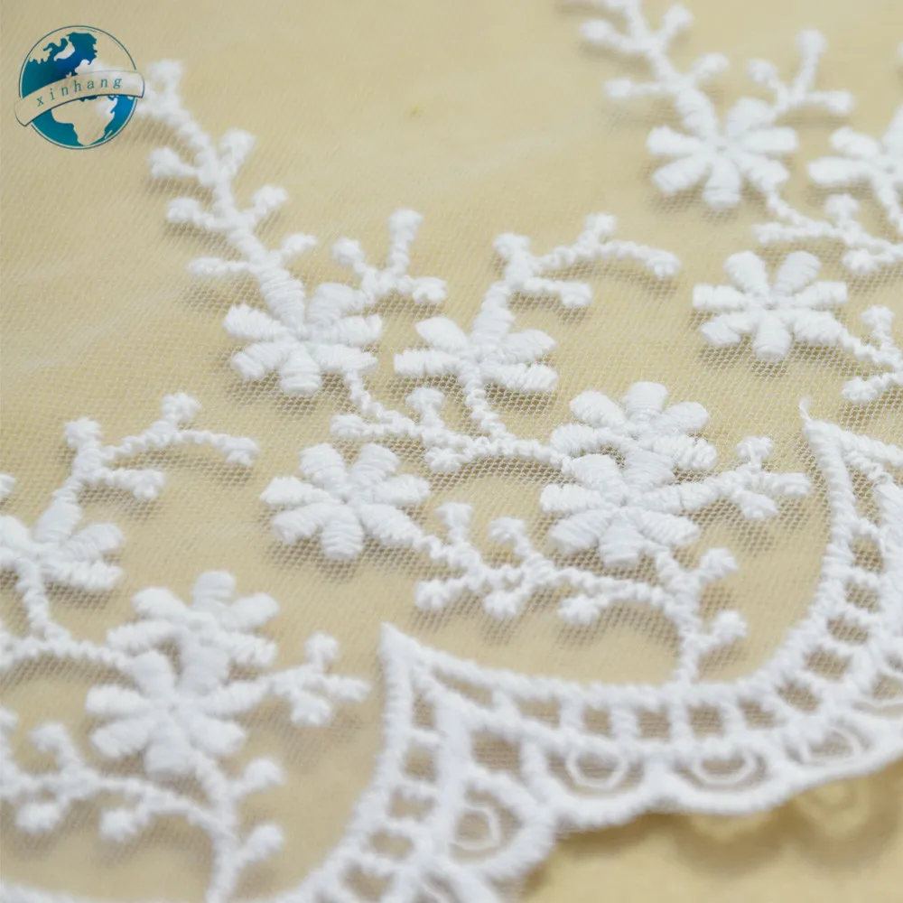 10.5cm Wide White Lace Cotton Embroid Lace Sewing Ribbon Fabric Guipure Diy Trims Warp Knitting DIY Garment Accessories#2632