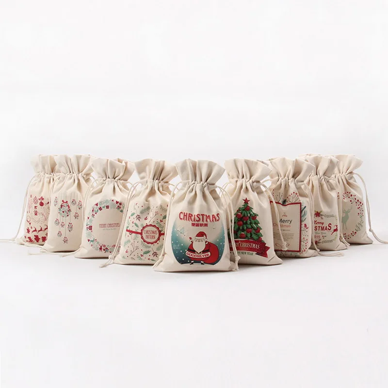 1 Pcs Natural Linen Drawstring Candy Bags Home /Christmas /Party Favor Creative Gift Bag & Pouches