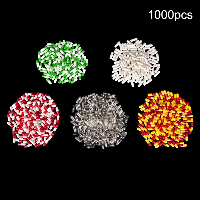 1000Pcs Multicolor Empty Gelatin Capsules Pill Vcaps Gel Halal Separated Box 5 Colors High Quality