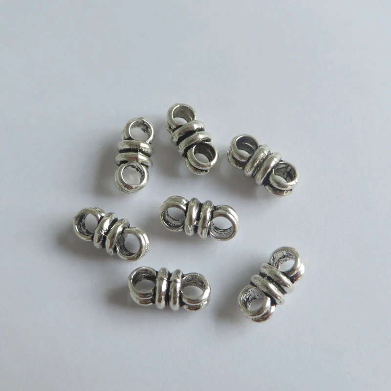 30pcs Antique Double Holes Slider Spacer Beads For Diy 3mm Round Leather Cords Bracelet Jewelry Making Accessories Wholesale
