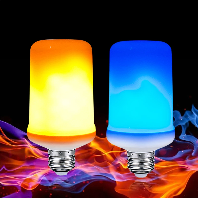 E27 SMD 2835 LED Flame Effect Fire Light Bulbs 9W 12W Creative Lights Blue Flickering Emulation Atmosphere Decorative Lamp