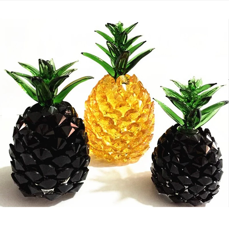 

Modern Artificial Crystal Pineapple Home Decor Crafts Handicraft Plant Fruit Ornament Porcelain Figurines Wedding Decorations