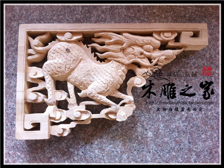 Dongyang woodcarving manual kylin ancient architecture component bracket corbel beam pad 30*50 home entrance wood trim