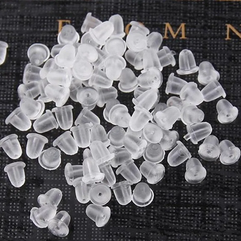D001 appr. 100 adet/grup küpe takı aksesuarları mermi plastik kulak takmayı/bloke, küpe geri, DIY