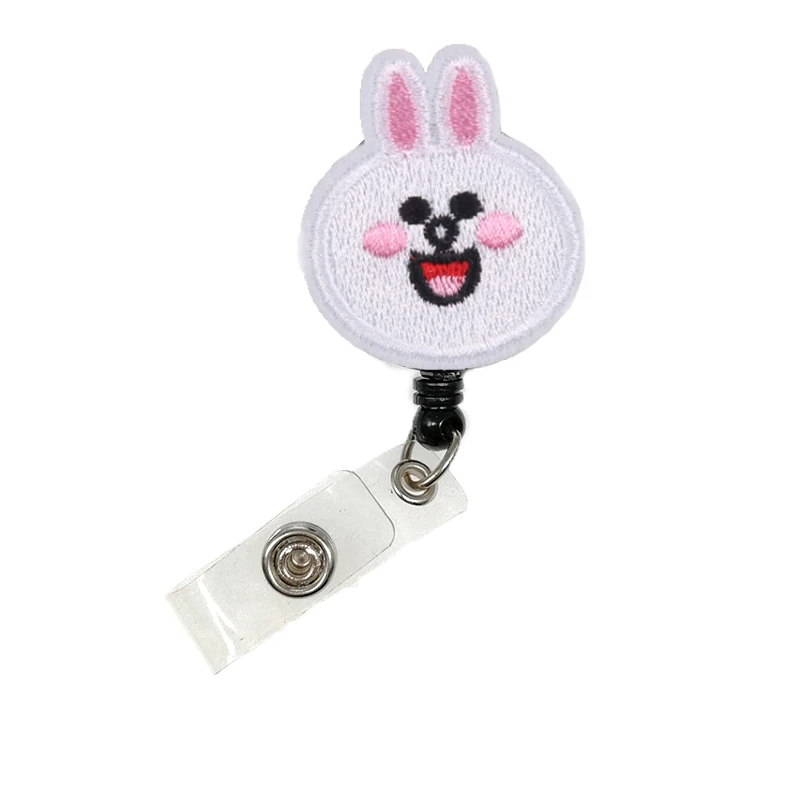 100pcs/lot Free Shipping Animal Rabbit Bear Retractable Badge Reel Cute Felty ID Badge Holder Nurse Gift