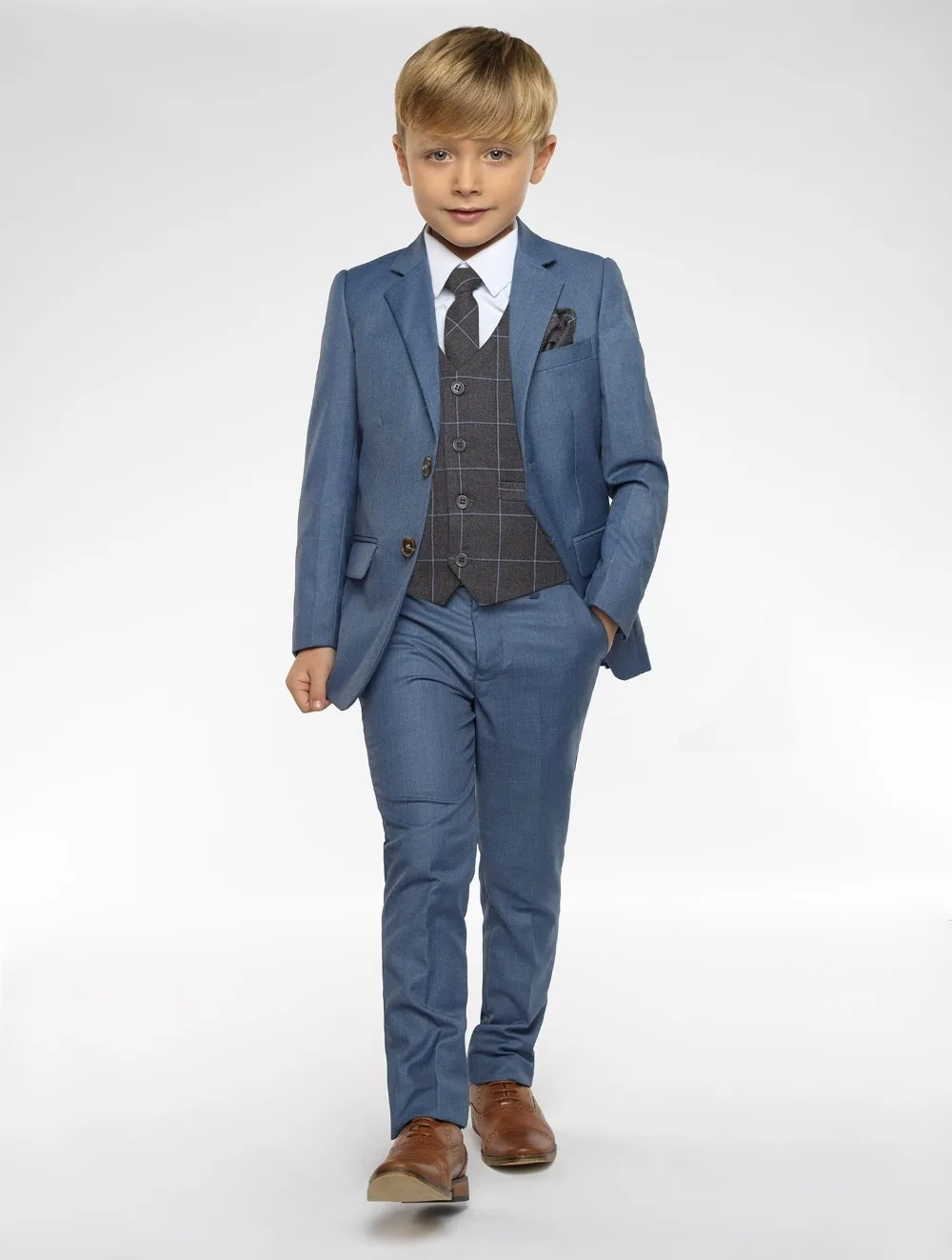 Vêtements pour garçons, costumes pour enfants à revers, ensemble de vêtements sur mesure 3 pièces, costume de bal (veste + pantalon + cravate + gilet), nouvelle collection 2019