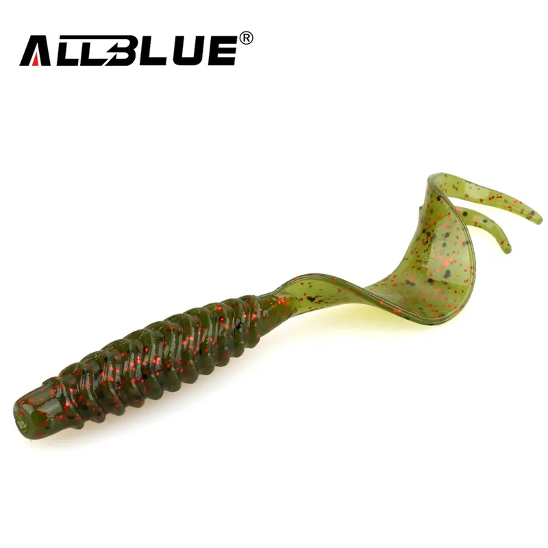 ALLBLUE Creek Single Tail Soft Bait 3.2g/82mm 8pcs/lot Biforked Grubs Silicone Fishing Lures isca artificial