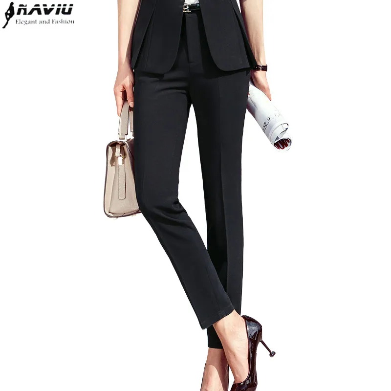 Fashion Women Ankle-Length Pants Formal Pantalon Pour Femme Summer New Office Ladies Slim Mid Waist Pencil Trousers