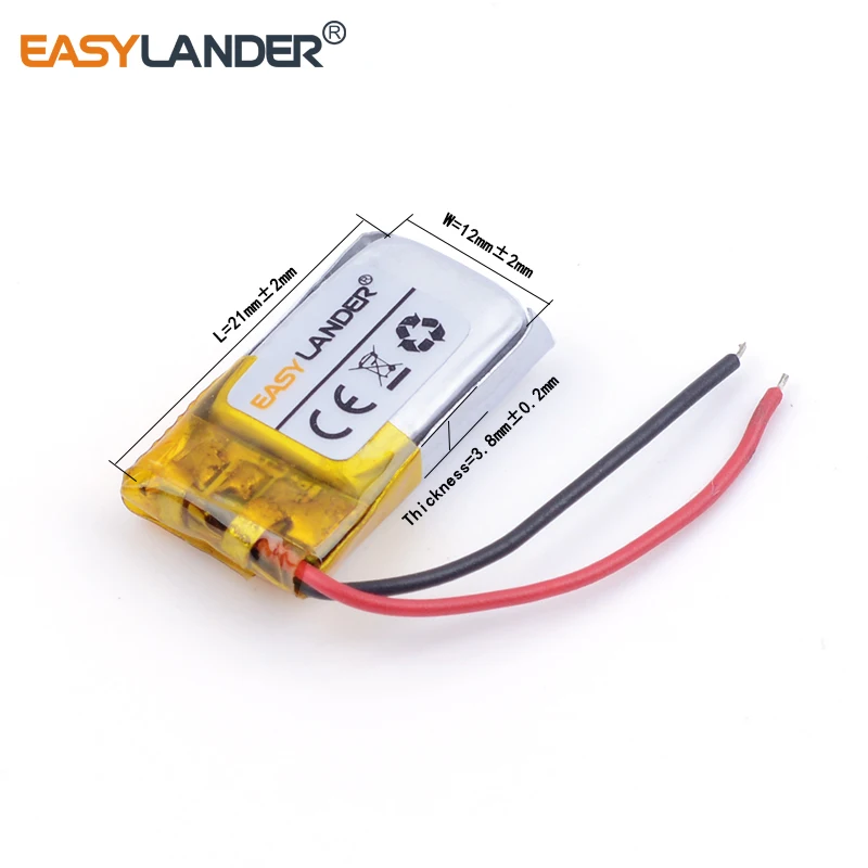 

10pcs/Lot 381221 3.7V 70mAh Rechargeable Lithium Li-ion Polymer Battery for Bluetooth MP3 MP4