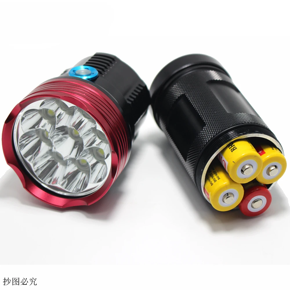 8000 lumens Powerful LED flashlamp 10*T6 Camping Flashlight Hunting Torch Lamp Light +4*18650 battery + Charger