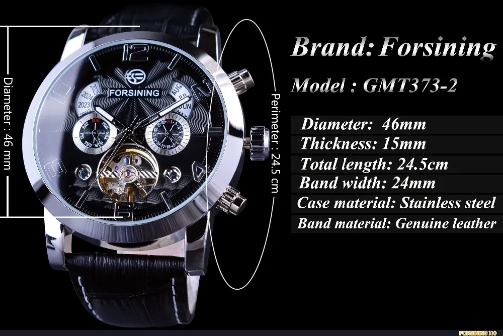 Forsining 5 Hands Tourbillion Fashion Wave Dial Design Multi Function Display Men Watches Top Brand Luxury Automatic Watch Clock