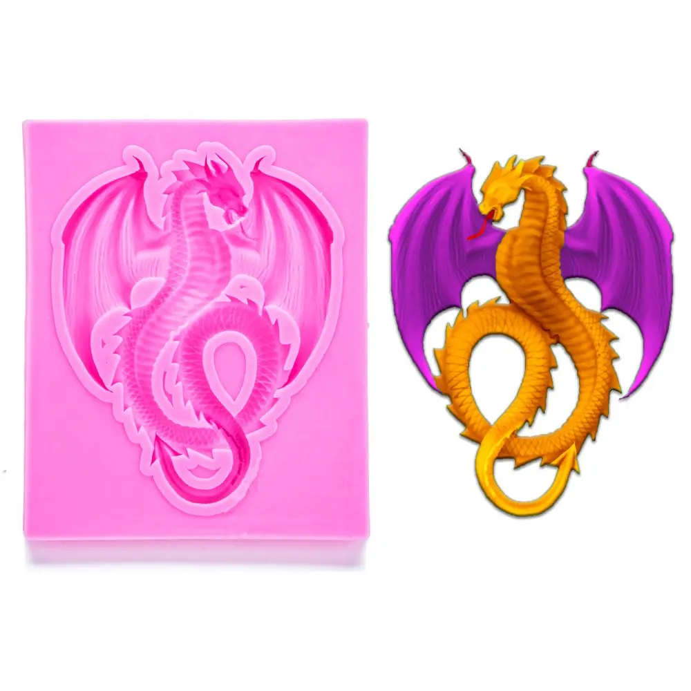 

Angel Wings Food grade 3D fondant cake silicone mold Soaring dragon for Reverse forming chocolate kitchen decoration tools F1012