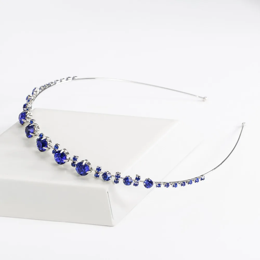 Fashion Women sliver plated Chunky Chain Head Band Piece Crystal Hair Headpiece Party Wear Accessory H032
