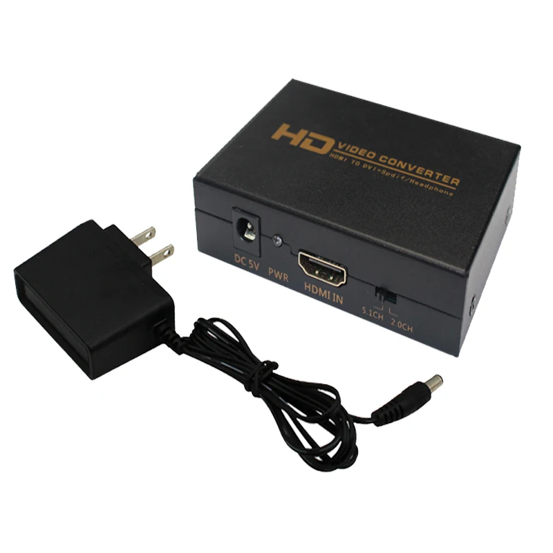 

HDMI to DVI + Spdif Audio Video Converter Box Adapter Support Headphone Output for PS3 DVD + Power Adapter HDMI TO DVI Converter