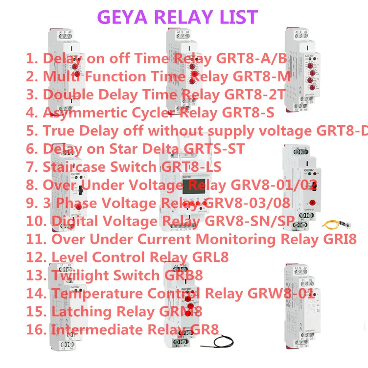 Rel&egrave; Passo-passo GEYA GRM8 16A AC/DC 12-240V - Elettronico Con Indicatore Luminoso