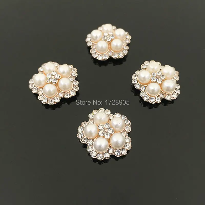 Nail Art Cluster Flowers Round Rhinestone Pearl Embellishment Buttons Flatback Crystal Accessories  10 pcs 18x18mm 18mm