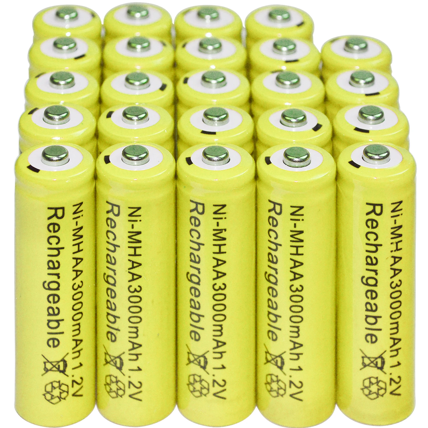 6/12/16/20/24/48/100pcs batteria AA batterie Al Nichel Idruro di Massa batteria ricaricabile NI-MH 3000mAh 1.2V Giallo