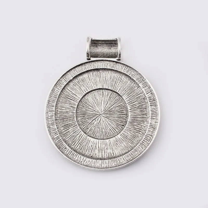 1pcs Tibetan Silver Large Bohemia Boho Medallion Carved Wave Round Charm Pendant For DIY Necklace Making Findings 63.5x77mm