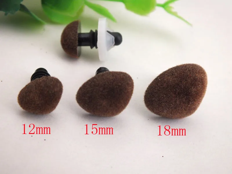 30pcs 12mm/15mm/18mm  brown Safety Nose Plastic Doll  with washer --mixed size--Each size 10 PCS