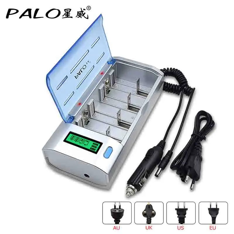 

PALO LCD display smart battery charger for Ni-MH Ni-Cd AA / AAA / SC / C / D / 9V rechargeable battery with Car charging line