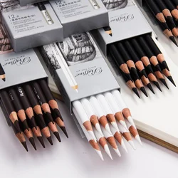 12Pcs Professional Wood Drawing Sketch Pencil Soft Pastel Colored Pencils Charcoal Pen For Student Drawing Sketch Art Supplies