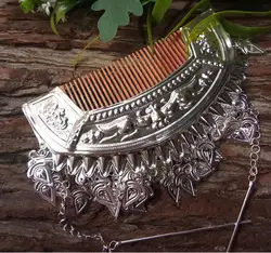 Chinese Miao Hair Accessories Woman Hairpins Hmongb Headwear Comb Tradition Sliver Colour