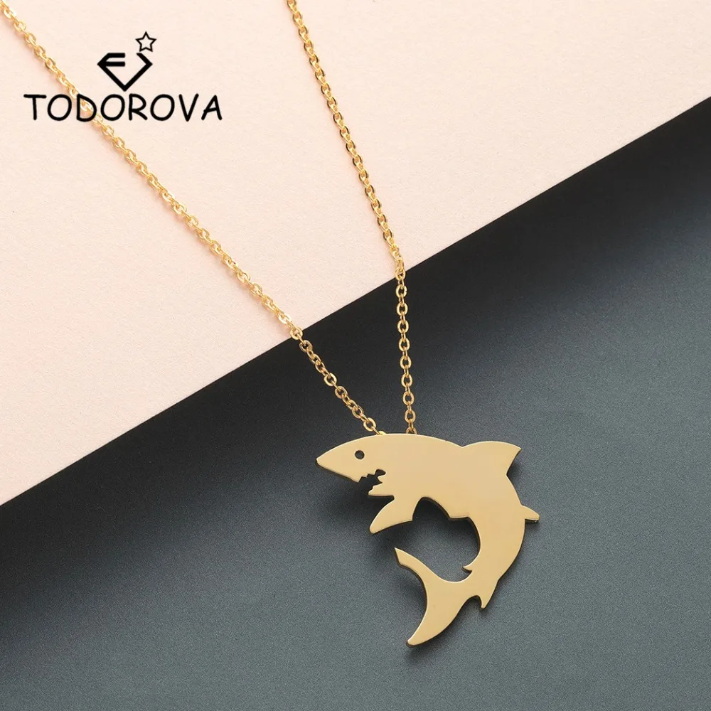 Todorova Shark Pendant Necklace Choker Cute Ocean Animal Whale Necklace Women Men Jewelry Bijoux Fish Necklace