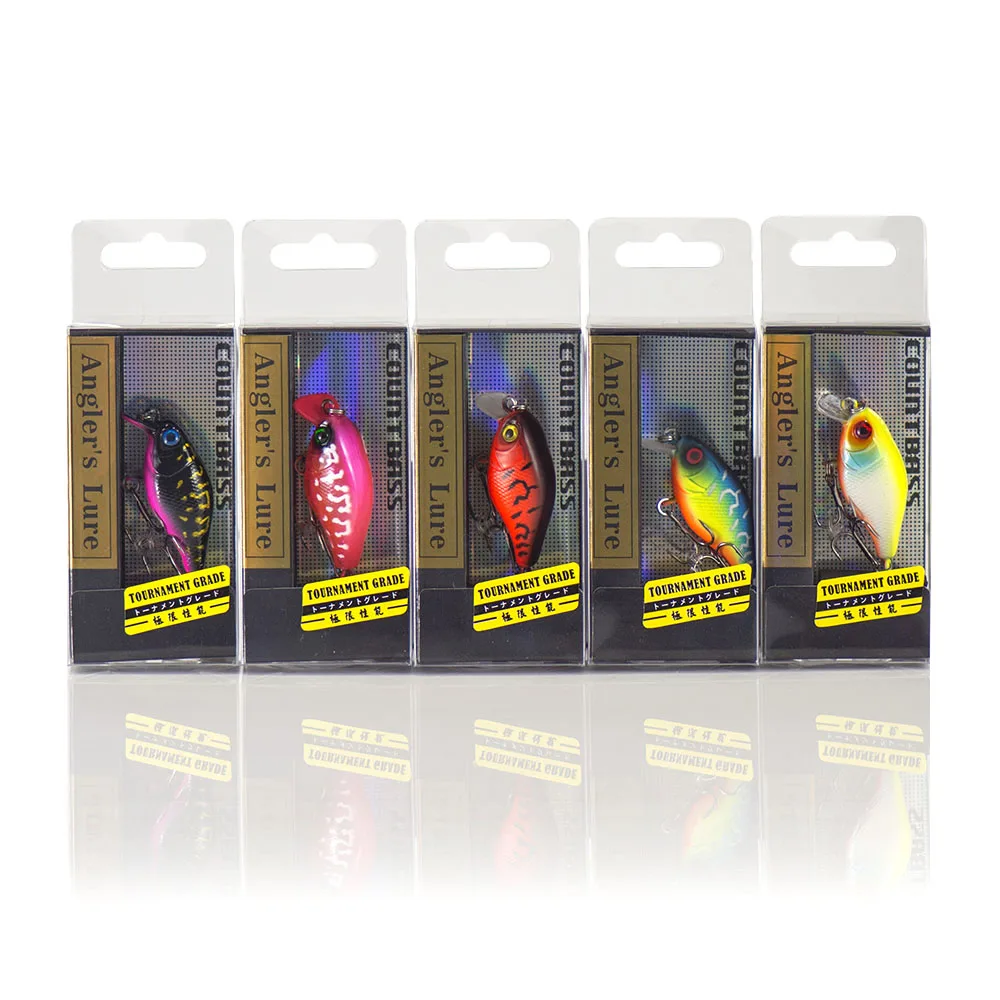 38mm 4.4g manivela isca iscas de pesca de plástico duro, countbass wobbler água doce crappie iscas de pesca