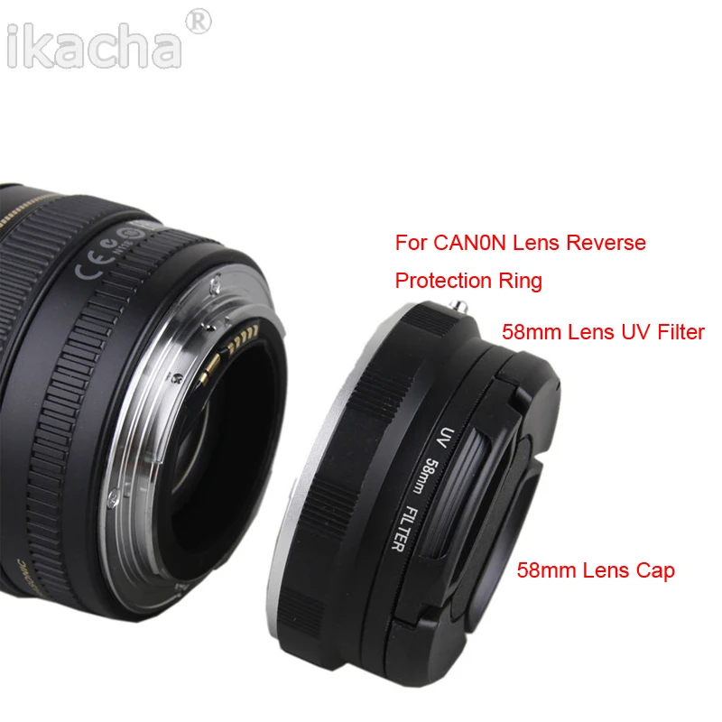 Новый набор адаптеров для макрообъектива камеры с обратной защитой 4 в 1 для Canon 60D 750D 1200D 600D 700D 70D 100D объектива 58 мм УФ-фильтр
