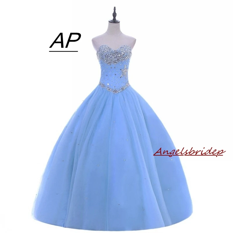 

ANGELSBRIDEP Sweet 16 Quinceanera Dress 2021 Sparkly Crystals Tulle Ball Gown Vestido Debutante Full-Length Vestidos De 15 anos