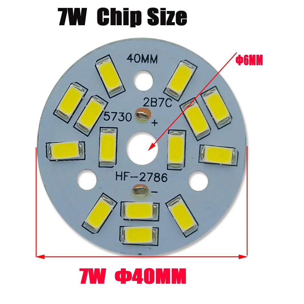 10PCS LED 5730 SMD PCB Lamp Bead Plate Downlight Bulb Light Source Board Lamp Chip Transformation 7W WattT 40MM Accessories