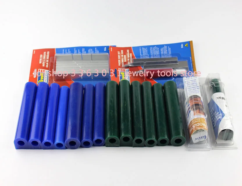 FreeShipping Chinese Mould Wax Ferris Wax Round Blue/Green Mould Wax Tube for Jewelry Casting Sculpture Ring Solid Wax Injection