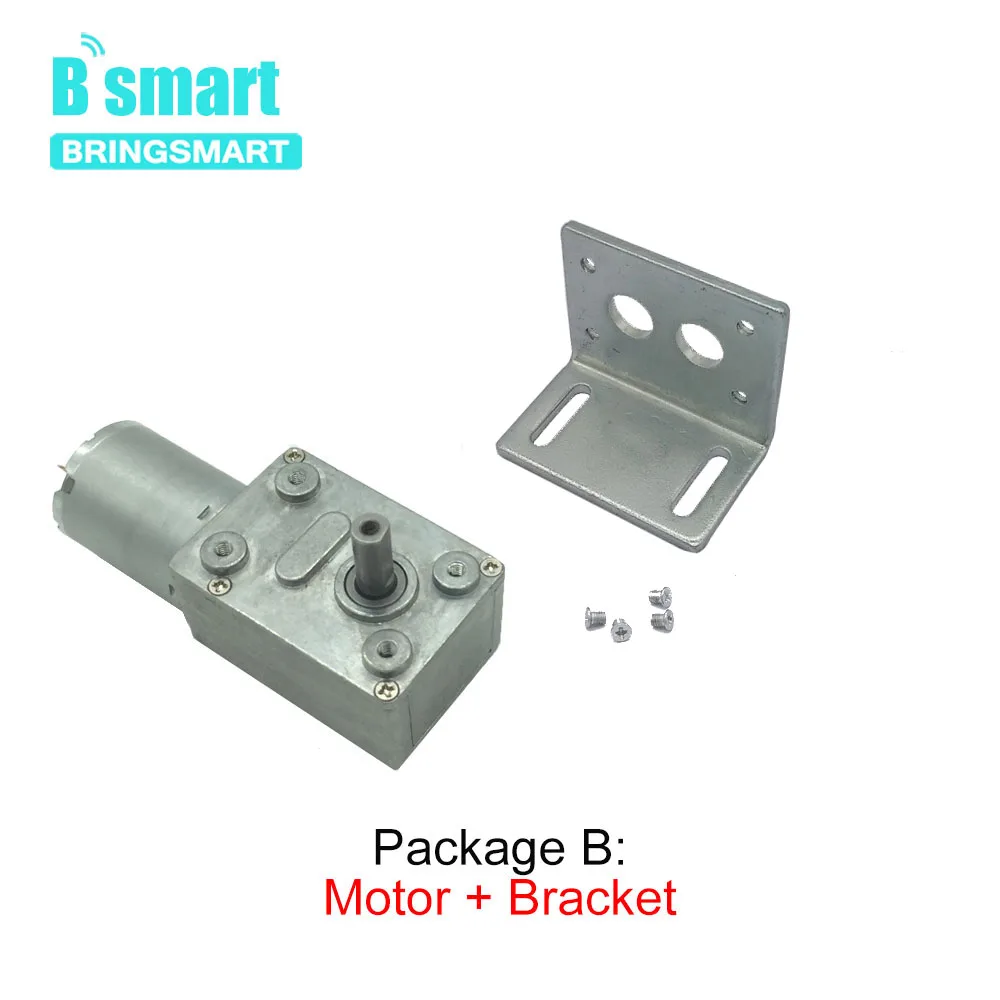 Bringsmart DC 12V 24V 3-210RPM Turbo Geared Worm Motor 12V Gear Box Motor 6v High Torque Reducer 370 Electric Motor 18v JGY370