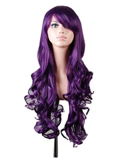 Charming Women's Long Curly Full Hair Wig Black Heat Resistant Fiber Synthetic Wig Halloween Cosplay Costume Party