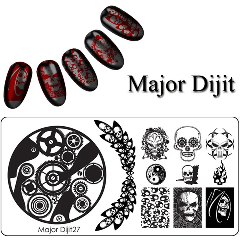 Major Dijit Good Quality Skull Punk Band Stamping Plates Nail Art Template Image Plate Tools