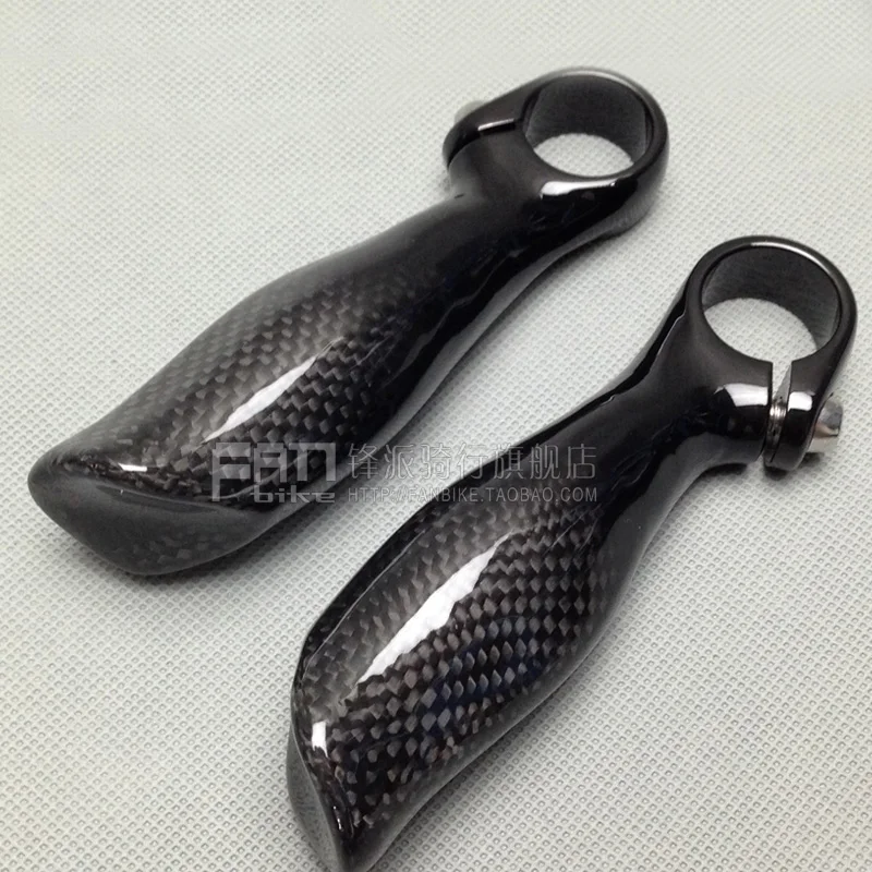 NO LOGO 3K Glossy Carbon Fiber MTB Bicycle Handlebar Bar Ends 22.2MM Mountain Bike Bar End Bicycle Parts 120g/pair