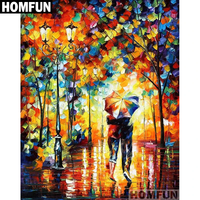 HOMFUN Diy Full Square Round Drill 5D Diamond Painting Cross Stitch Diamond Embroidery \