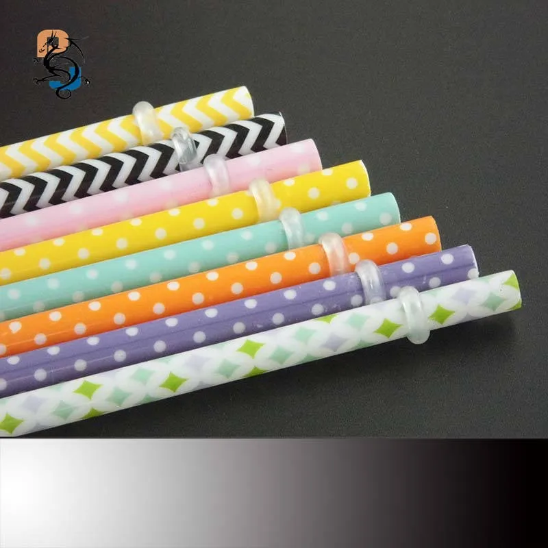 30 Pc/bag Hot Sale 23cm Reusable Hard Plastic Stripe Drinking Straw Various Colors Plus 1Pc Straw Brush Free Shipping