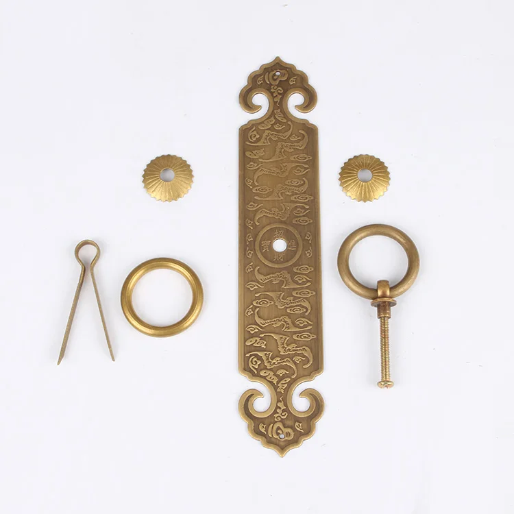 Decorative Furniture Fittings Chinese Furniture Brass Hardware Cabinet Door Strip Pull Handle Knob 2PCS