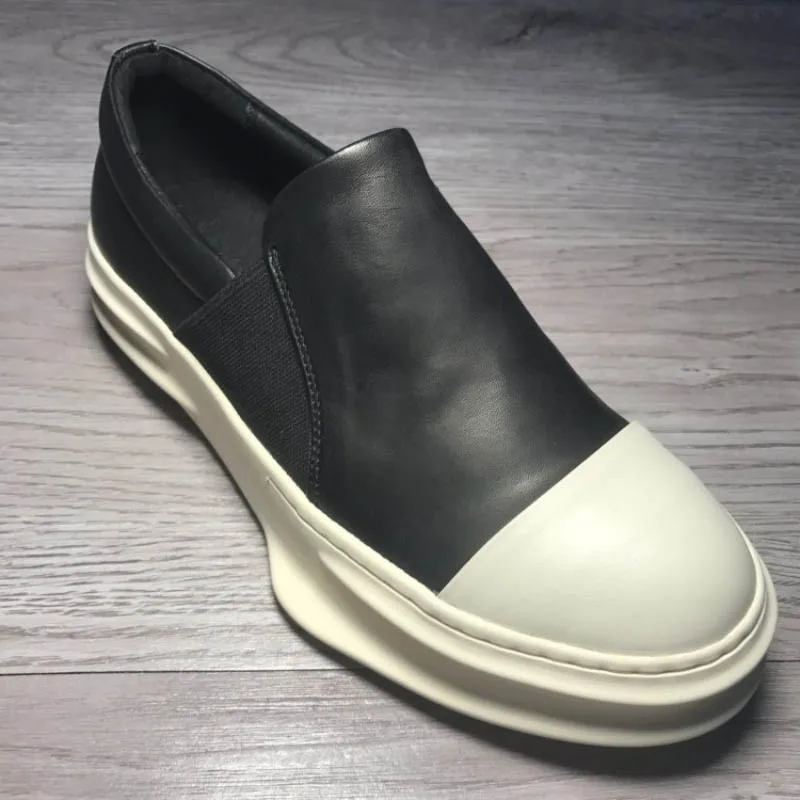 Mocassin Men Shoes 100% Genuine Leather Breathable Casual Sneakers Slip On Flats Lovers White Platform Shoes Luxury Trainers