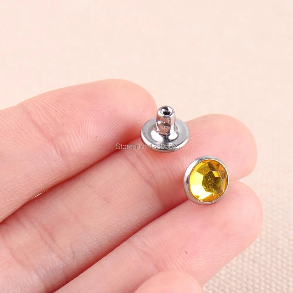 50PCS/lot 8*7mm  Crystal Top Quality Garment Rivets for Clothes Shoes Belt Leather Craft Decoration