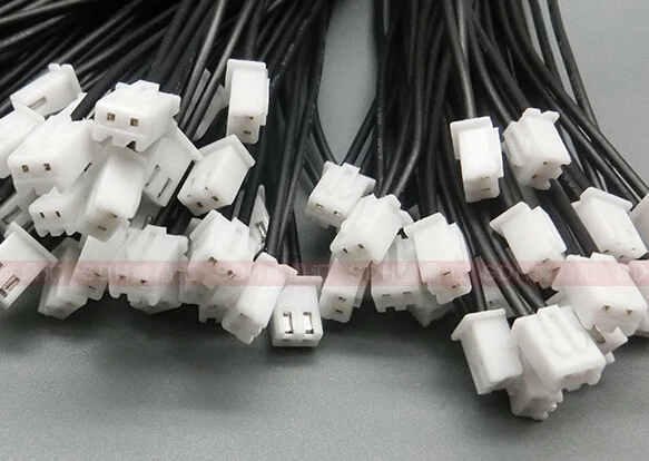 100pcs Hot Sale XH 2.54MM 2Pitch 2-Pin Connector with Wire 500mm 2pin Single head black wire free shipping