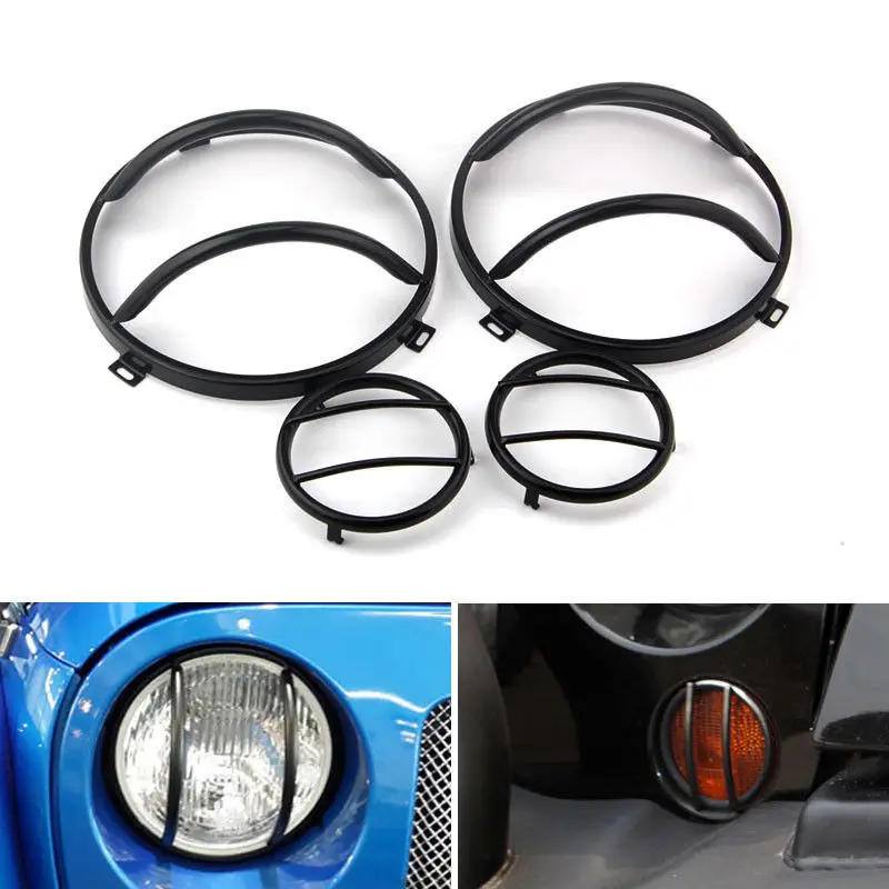 Euro Guard Turning Signal Lamp Cover Headlight Cover Trim Anti-collision Car styling Accessories For Jeep Wrangler JK 2007-2015