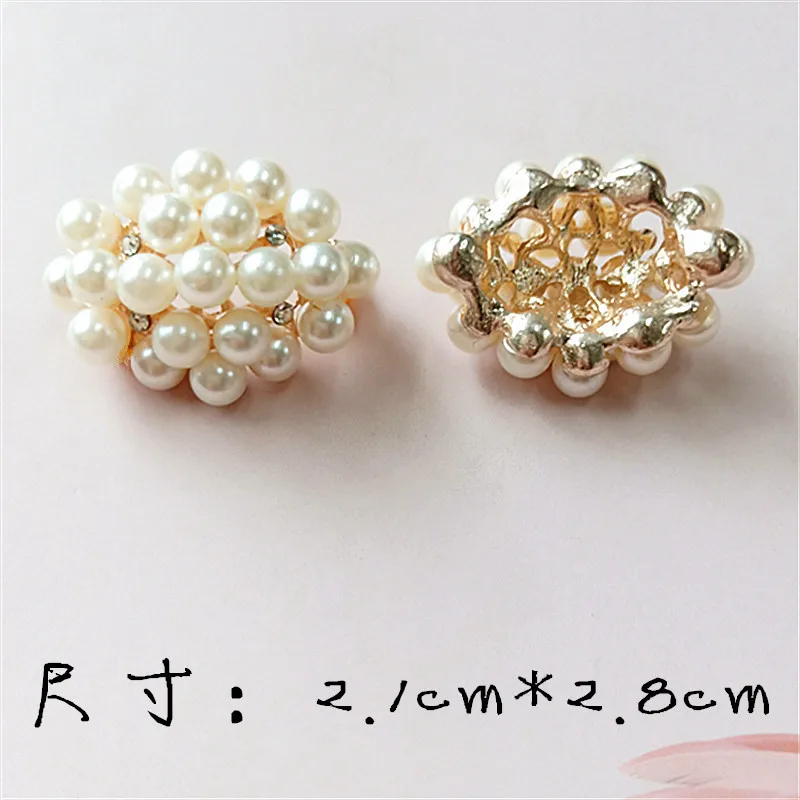 50PCS 21*28mm Gold Tone Alloy Material Imitation Pearl Charm Pendant for Head Wedding Necklace DIY Handmade Jewelry Making