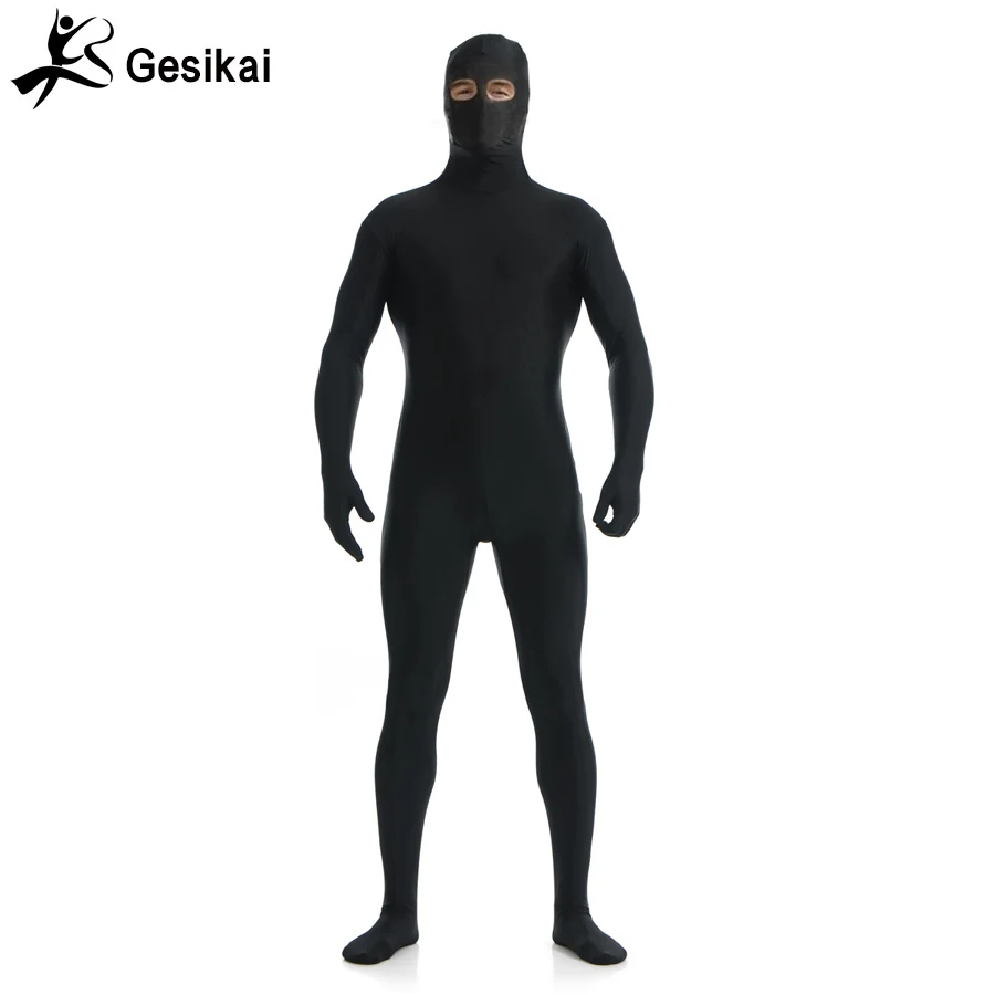 Terno Zentai de corpo inteiro masculino, olhos abertos adultos, bodysuit spandex, trajes cosplay, segunda pele apertada, Halloween