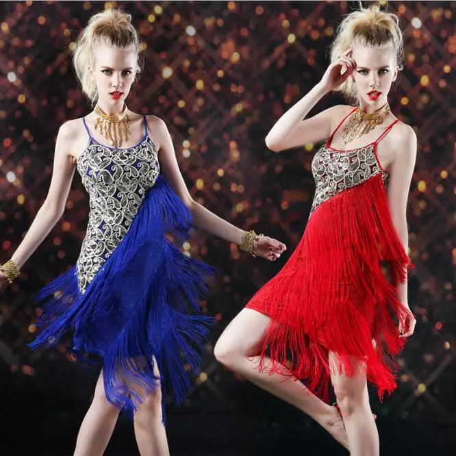 New Fashion Latin Ballroom Dance Dress Leotard Woman Sequins Fringe Dance Latin Dance Dresses Evening Dress Costume Dress