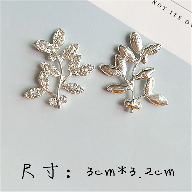 50pcs/lot 30*32mm Gold Color Crystal Leaf Branch Charm Branch Pendant DIY for Handmade Wedding Jewelry Making Wholesale