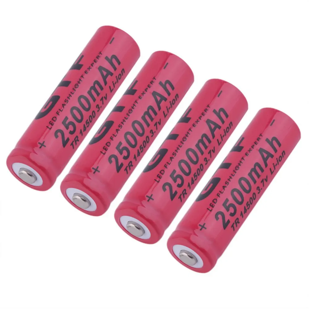 GTF 4pcs 14500 akumulator litowy wielokrotnego ładowania końcówka 2500mAh 3.7 V latarka akumulator